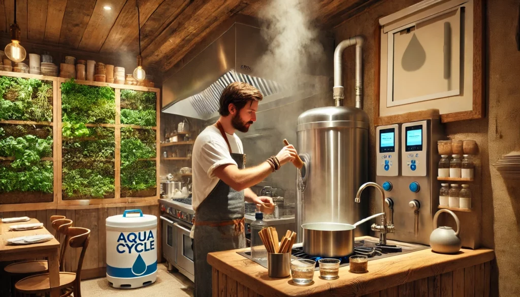 Image fictive représentant une cuisine avec la solution Aquacycle