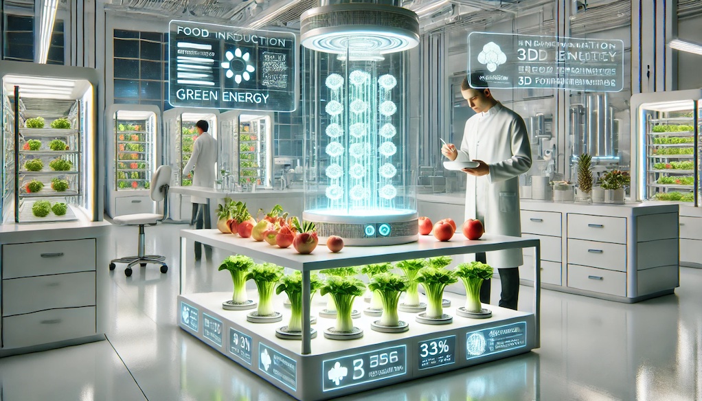 Photo d'un laboratoire futuriste qui crée des aliments